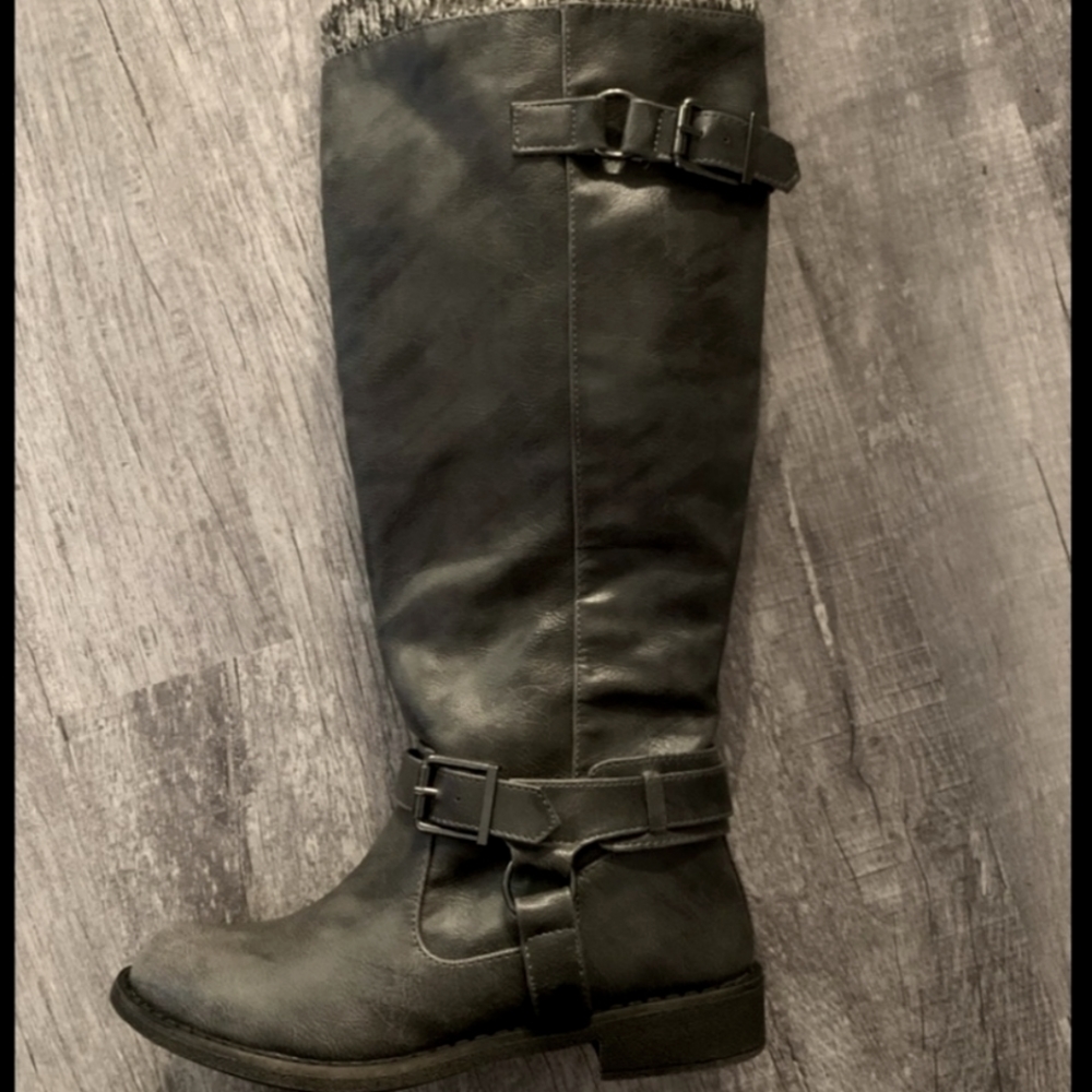 Grey Riding Boots
